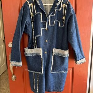 Blue Denim Jacket with Fringe Details